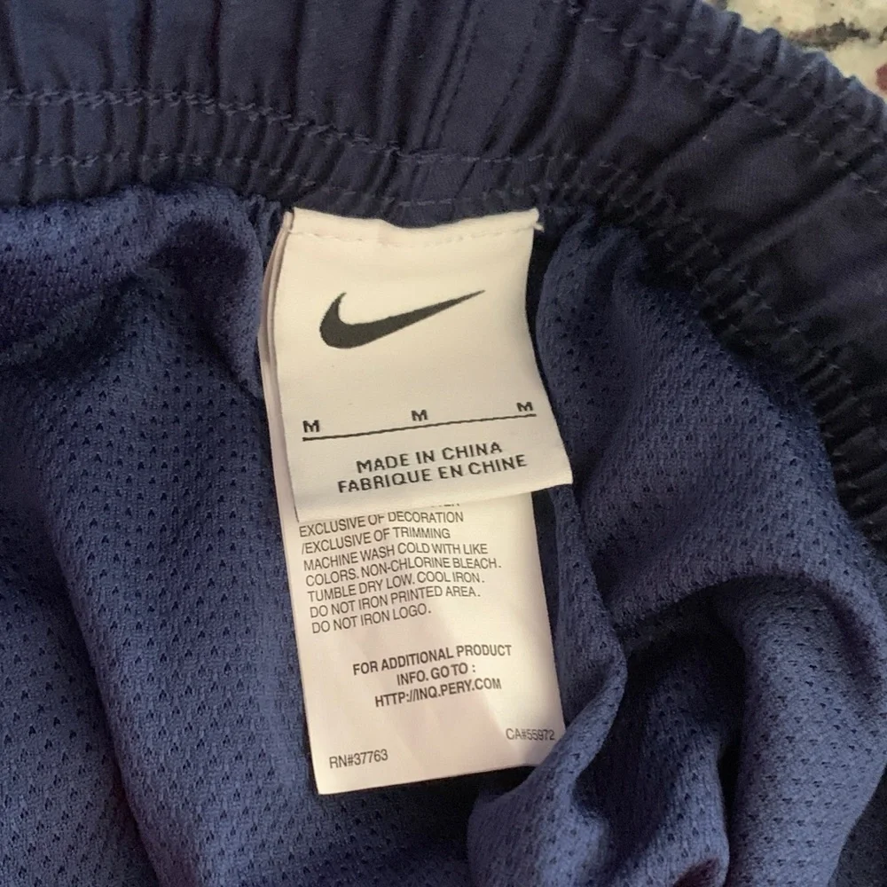 Nike Navy Athletic Swim Shorts with Blue & Lime Side Accent